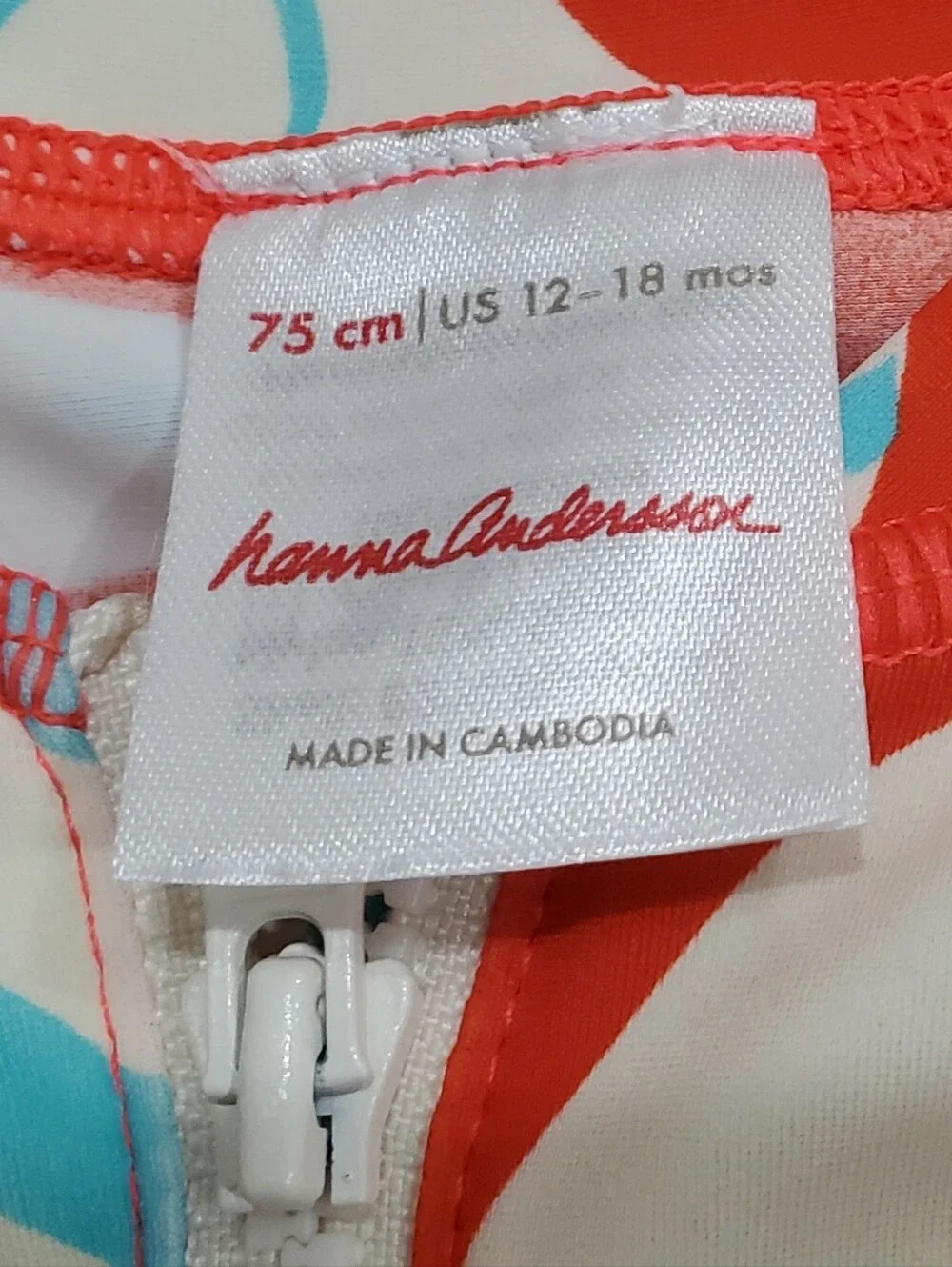 Hanna Andersson Swim Rashguard Red Seashells Baby 12-18 Months